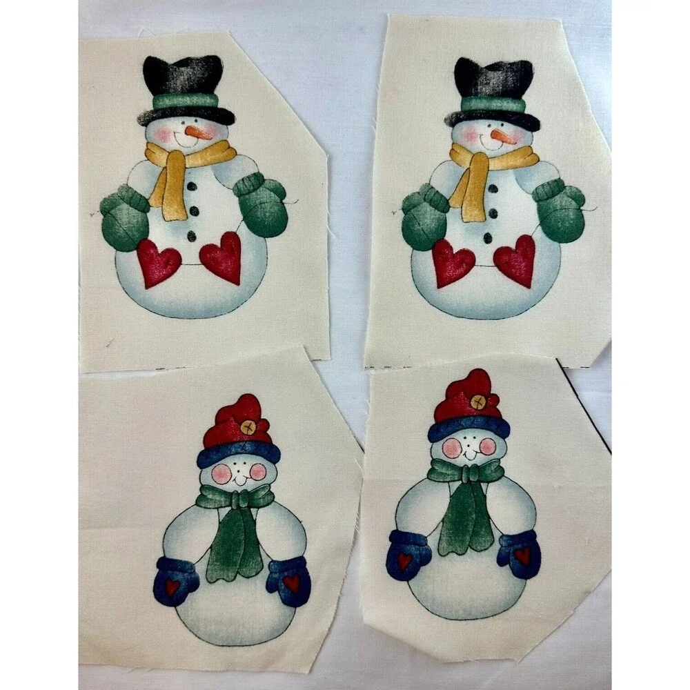 Lot of 8 Dianna Marcum Snowman Appliques Hearts Cotton